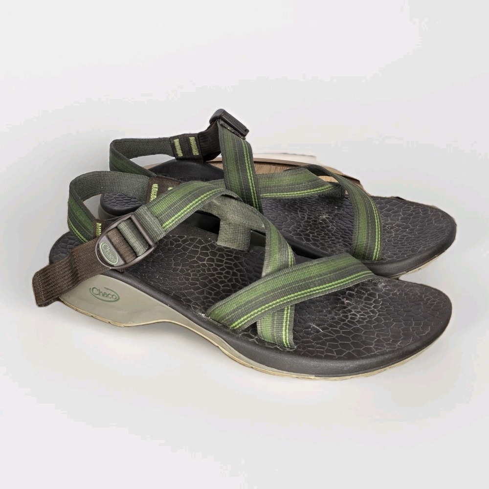 Chaco Sandals Green‎ Brown Nylon Vibram Mens Sz 13 Updraft Bulloo Greener Active
